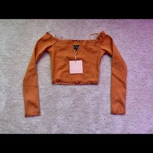 Kittenish orange long sleeve crop top size XS